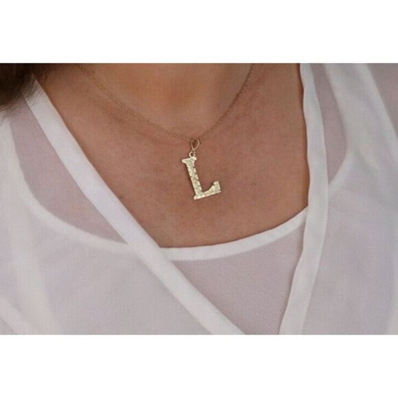 Pendant Only 10k Yellow Gold Letter L Initial Monogram Pendant - Picture 2 of 7